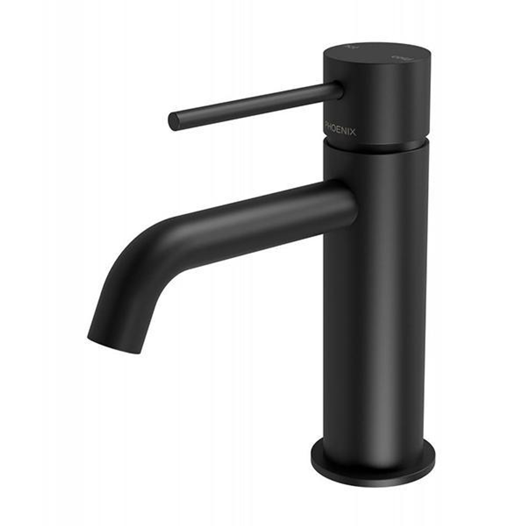 Phoenix Vivid Slimline Basin Mixer Curved Outlet - Matte Black
