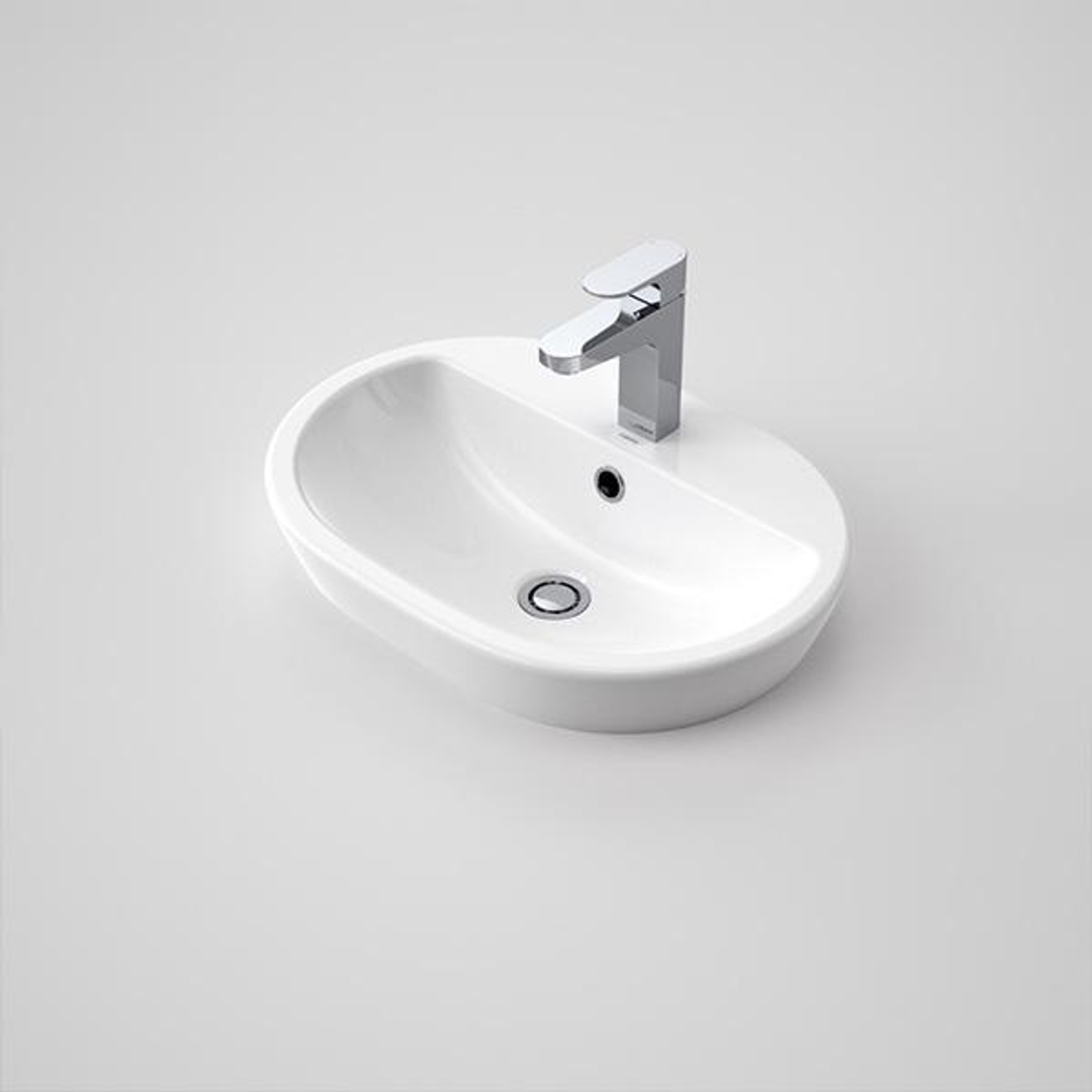 Caroma Track Inset Basin White 1 Tap Hole