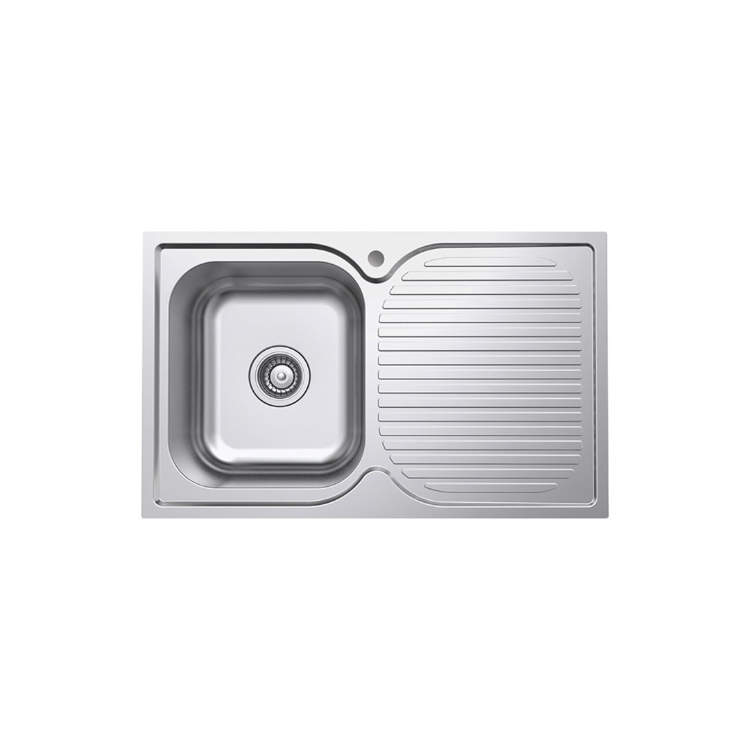 Fienza Tiva 780 Kitchen Sink Left Hand Bowl & Drainer 19L 1Th 780X480X180mm