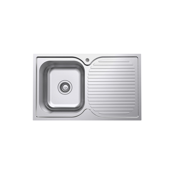 Fienza Tiva 780 Kitchen Sink Left Hand Bowl & Drainer 19L 1Th 780X480X180mm
