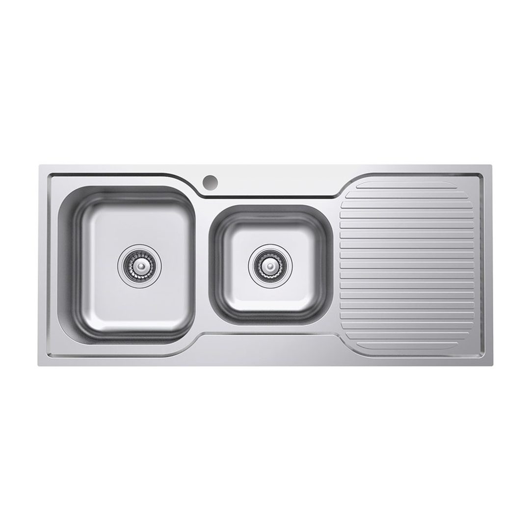 Fienza Tiva 1080 1.75 Kitchen Sink with Drainer - Left Bowl