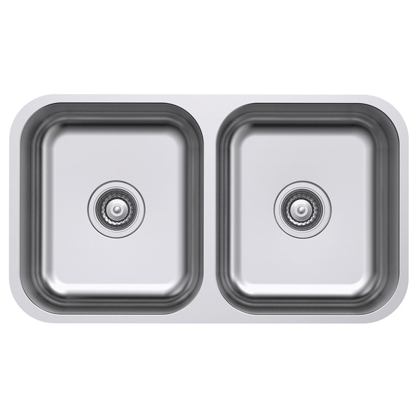 Fienza Tiva 785 Kitchen Sink Double Bowl Top Or Undermount 23L-23L Nth 785X450X180mm