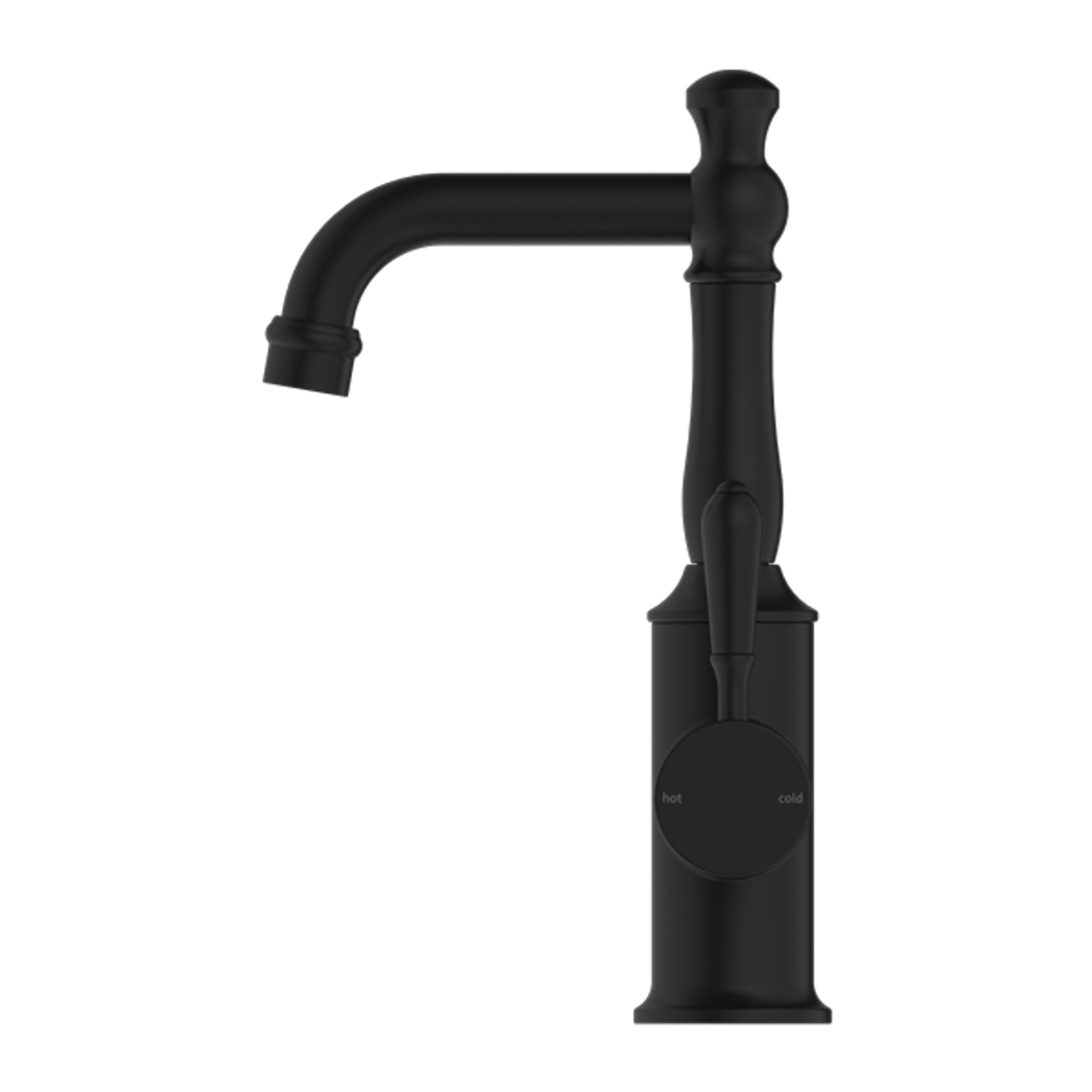 Nero York Basin Mixer With Metal Lever Matte Black