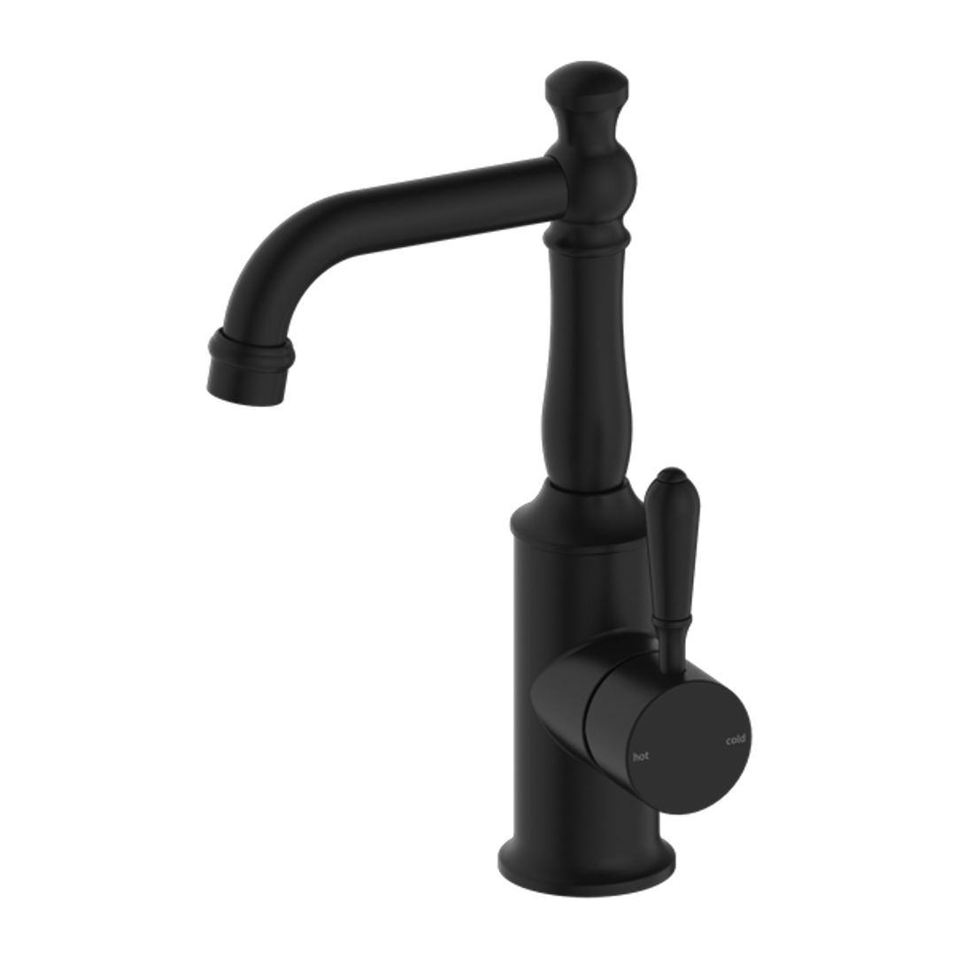 Nero York Basin Mixer With Metal Lever Matte Black