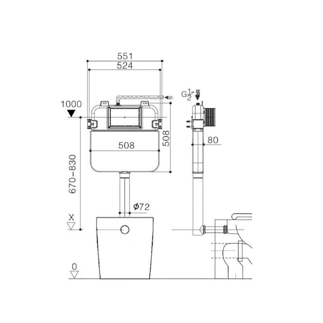 Zumi R&T Inwall Toilet Dual Flush Cistern