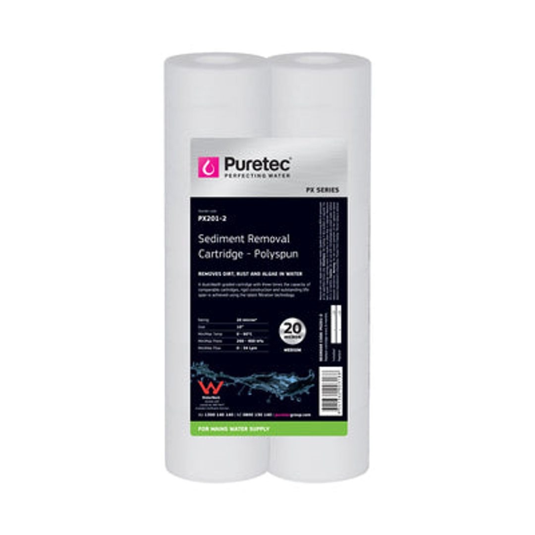 Puretec Polyspun Sediment Cartridge 10' Twin Pack 20Um Px201-2