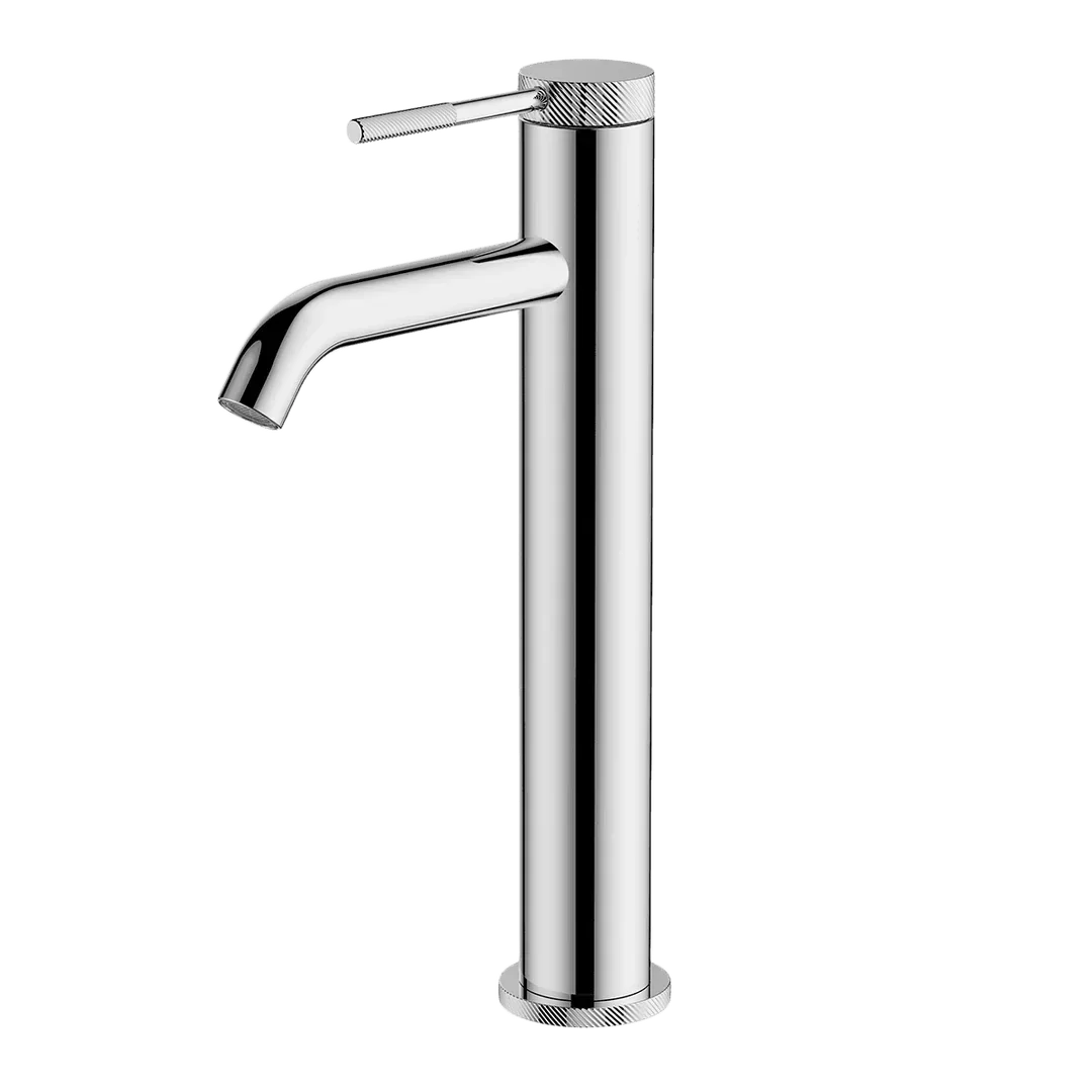 ABEY POCO KNURLED HI BASIN MIXER CHROME - Burdens Plumbing