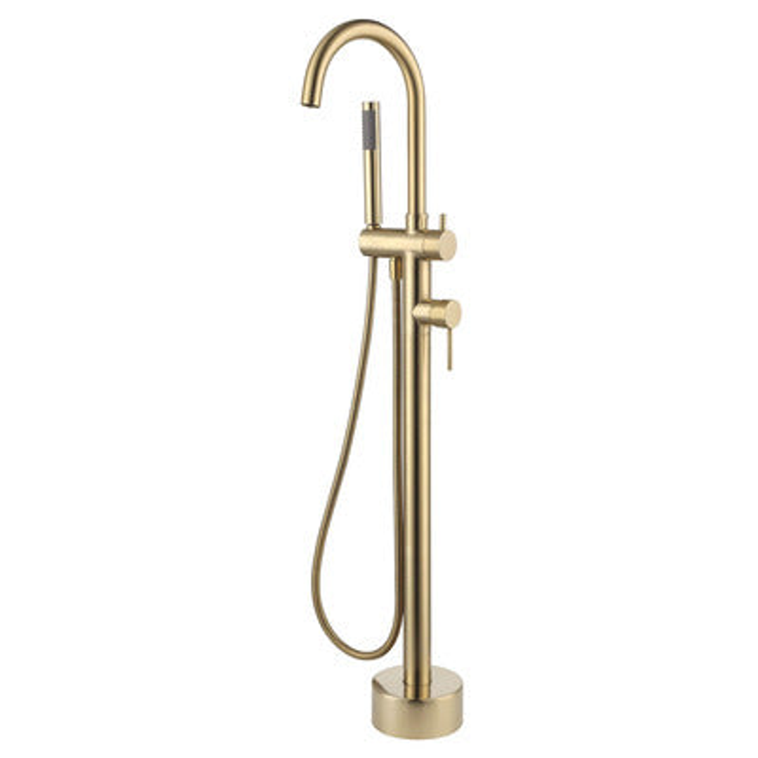 Fienza Kaya Floor-Standing Mixer With Shower Head Urban Brass