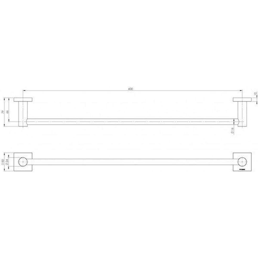 Phoenix Radii Single Towel Rail Square Plate-Matte Black