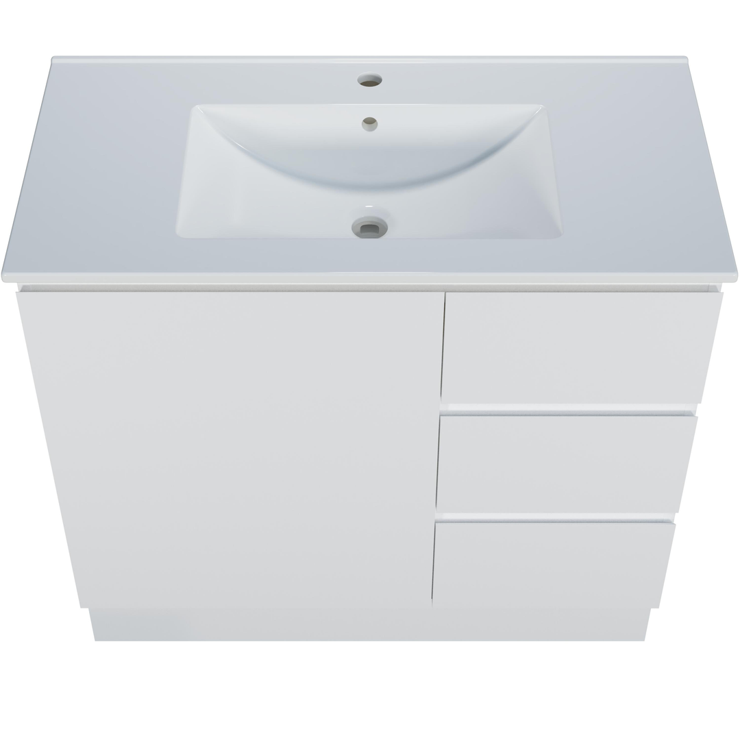 Harmony Three Drawer Vanity 900mm, Centre Bowl Alpha Top, Floor Standing