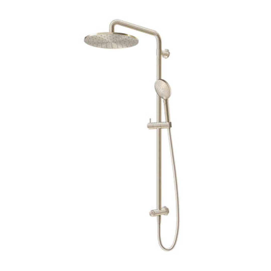 Aquas Neu 2.0 Twin Shower Push Button Divert Brushed Nickel