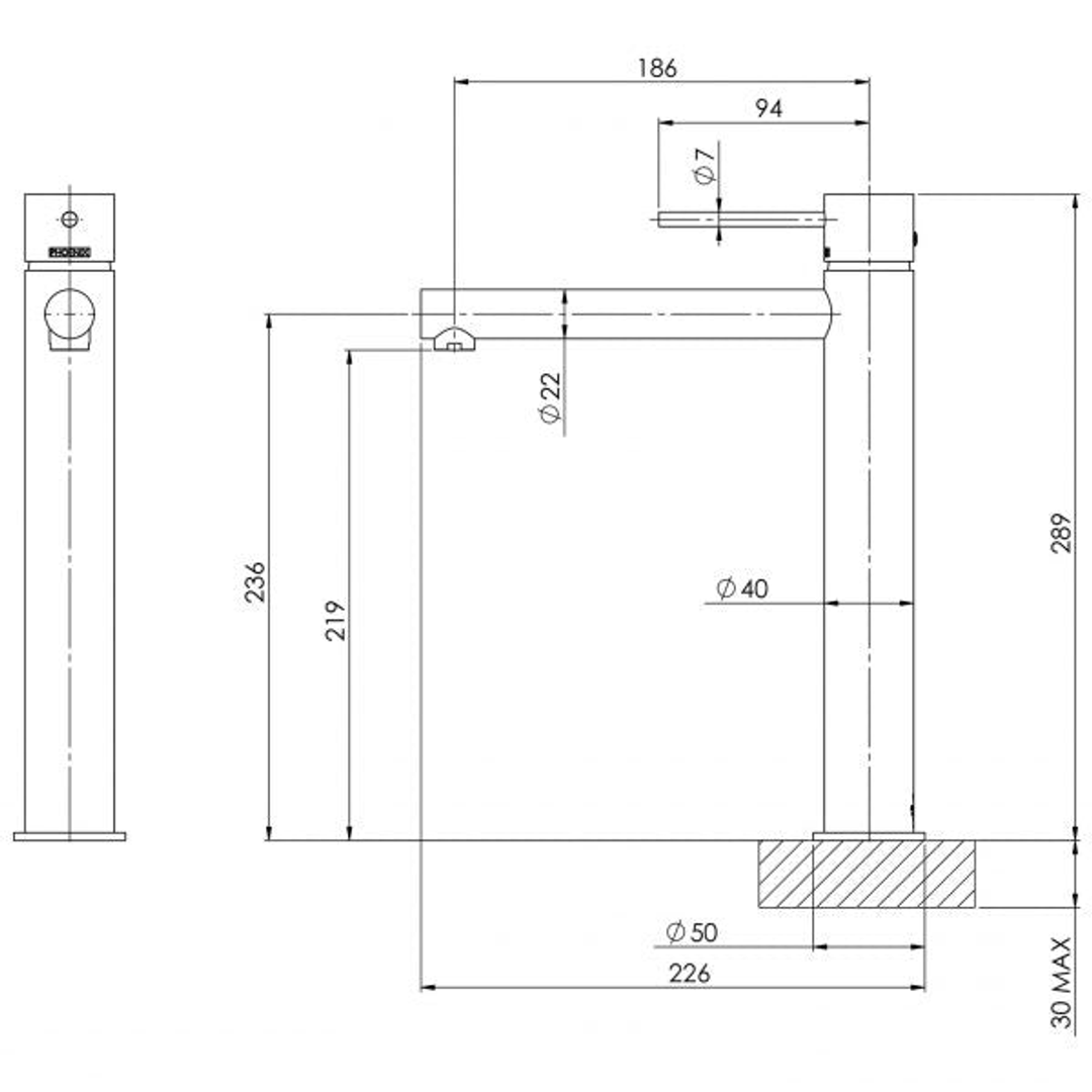 Phoenix Vivid Slimline Vessel Mixer Matte Black