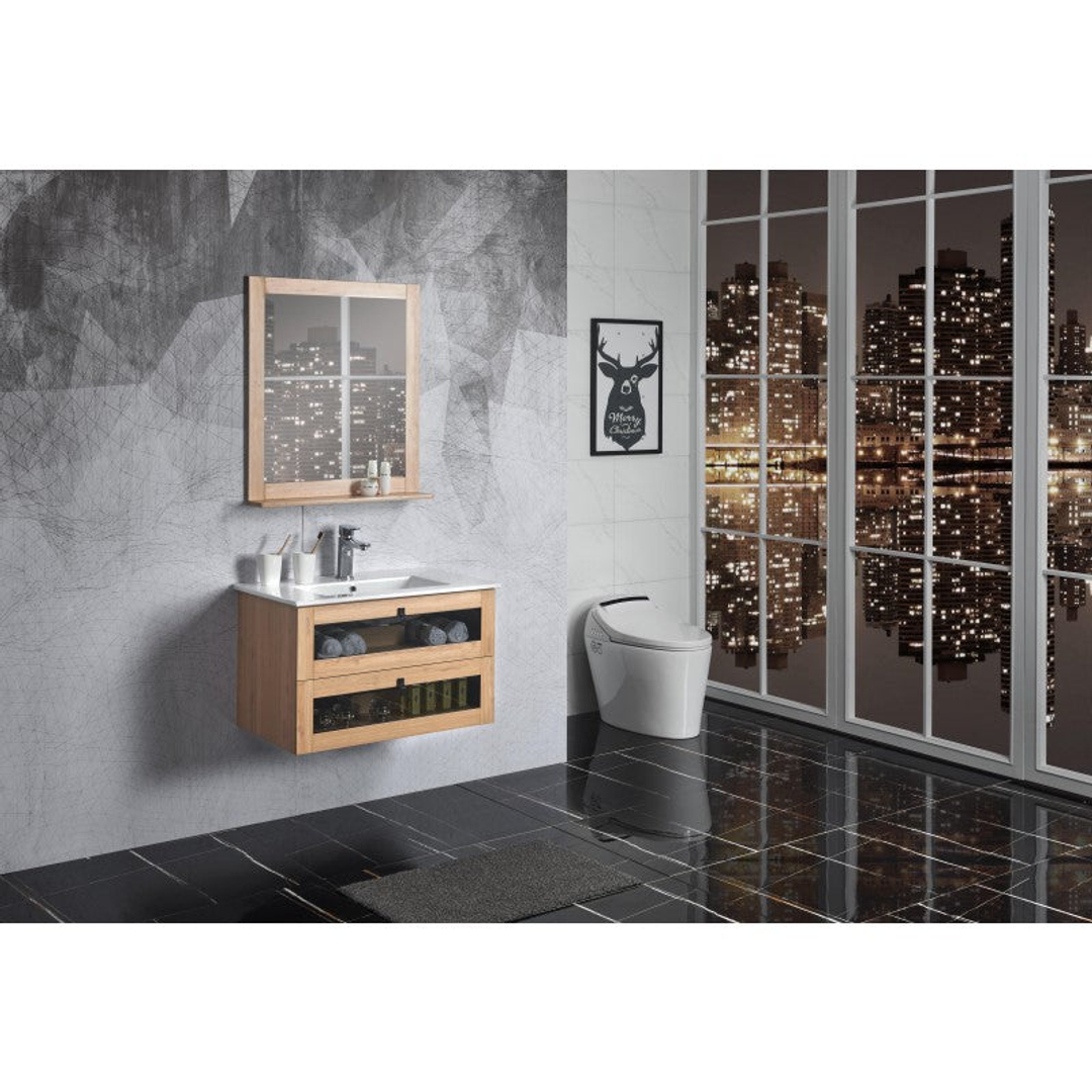 Belbagno Manhattan Wall Hung Vanity White Oak 800mm