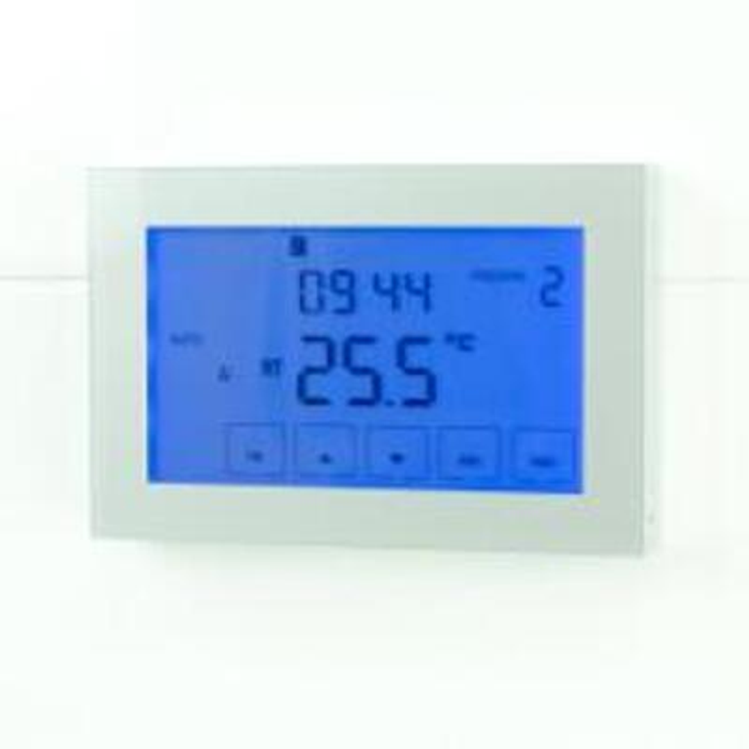 Radiant Glass Fronted Touch Screen Thermostat Horizontal Mounted Silver Gtss-Th-H