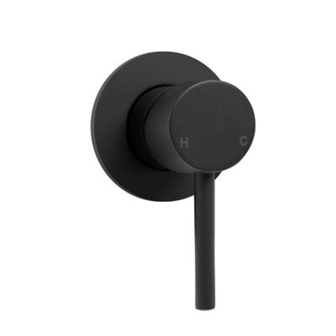 Fienza Hustle Shower Wall Mixer 35mm Round Plate Matt Black 225101A