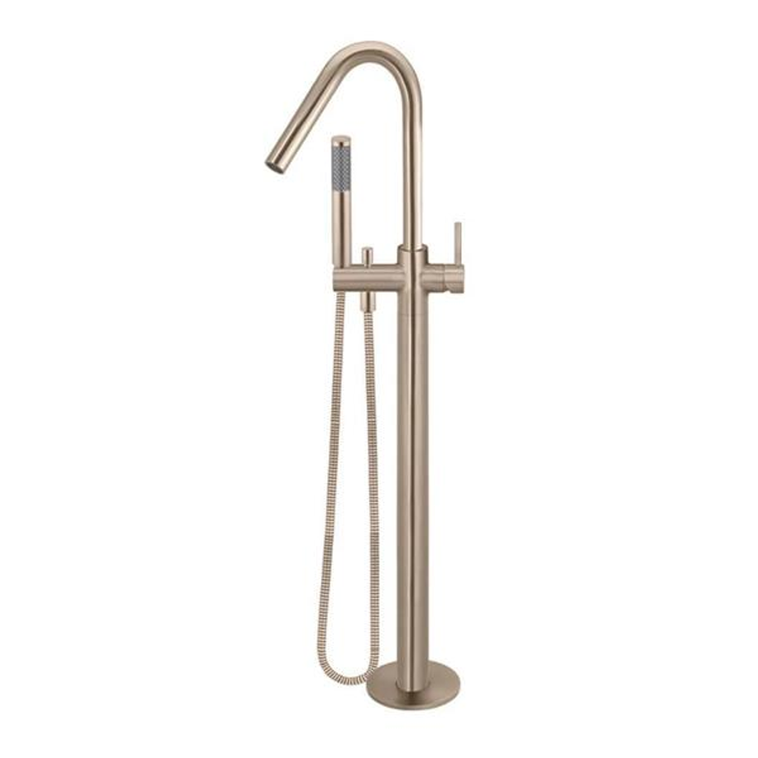 Meir Freestanding Round Bath Mixer With Hand Spray - Champagne