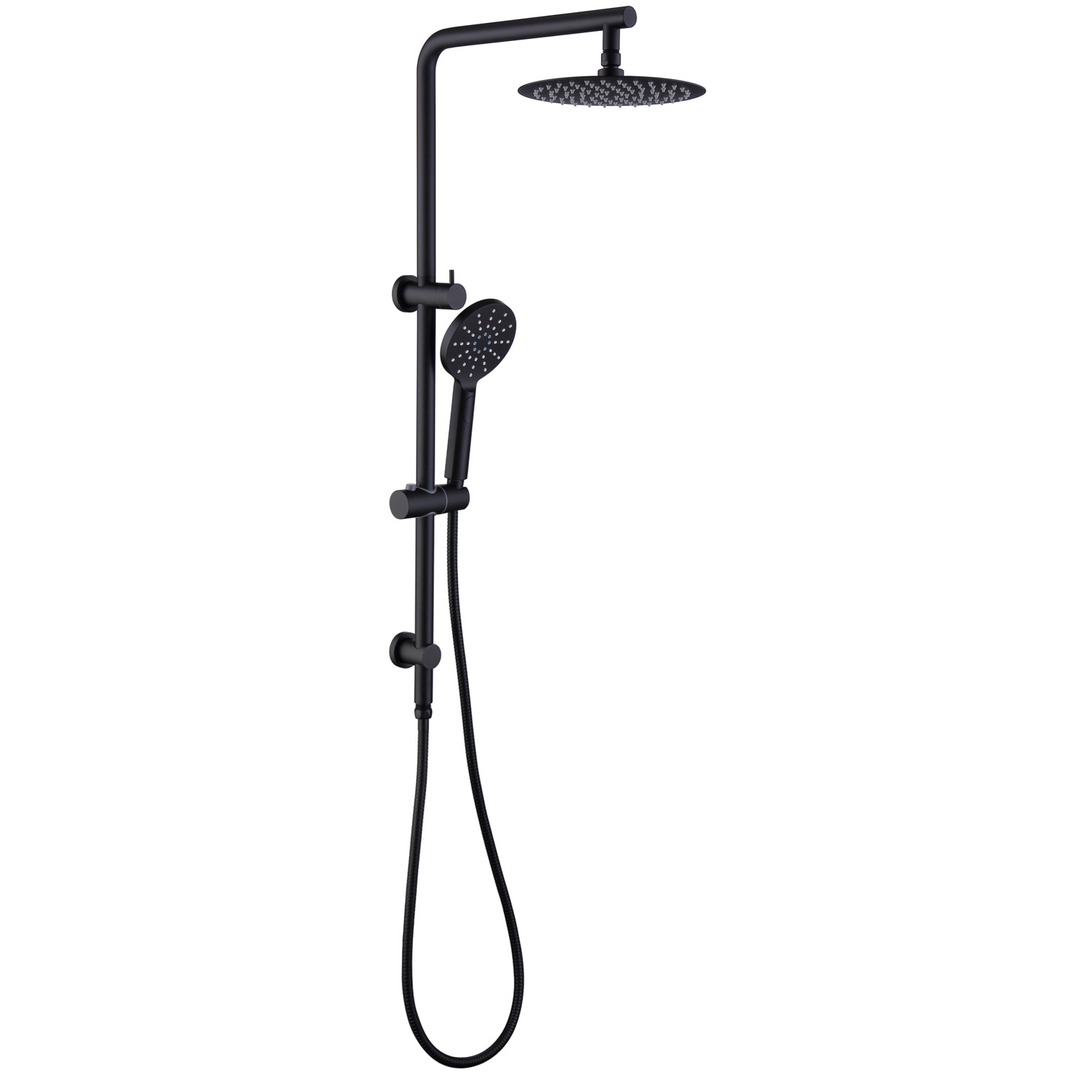 Otti Twin Shower On Rail Round Black 10 Shower Head