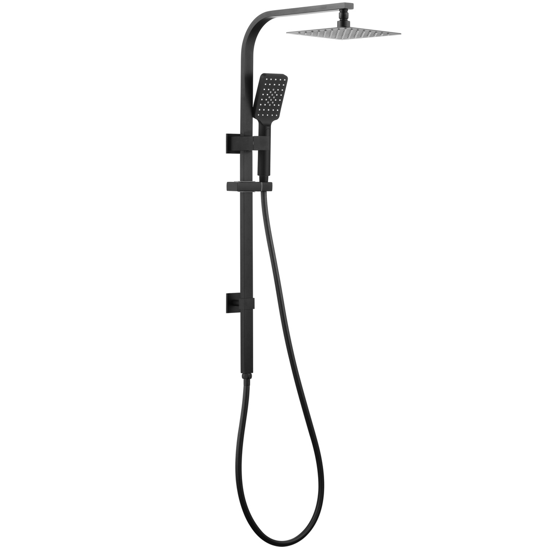 Otti Twin Shower On Rail Square Black 10 Shower Head