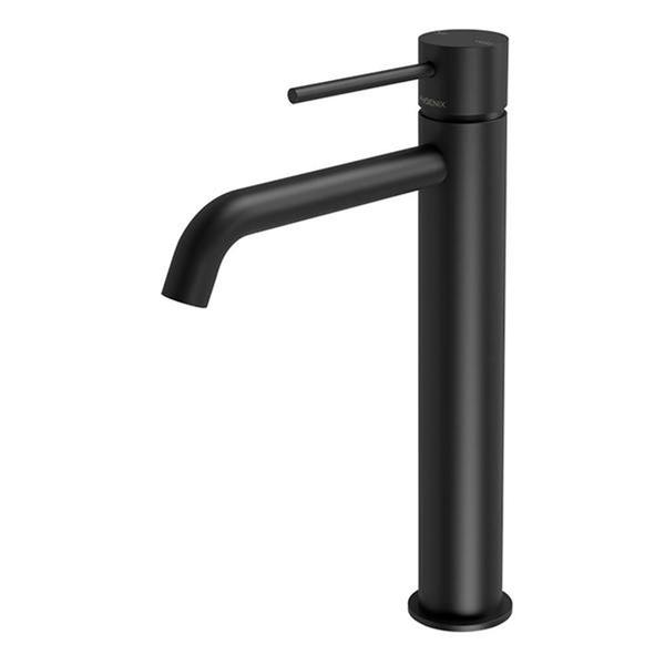 Phoenix Vivid Slimline Vessel Mixer Curved Outlet Matte Black