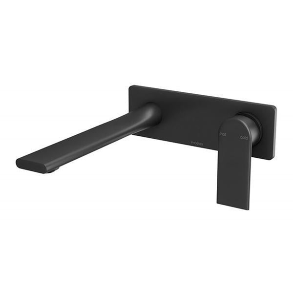Phoenix Teel Wall Basin/Bath Mixer Set 200mm Matte Black