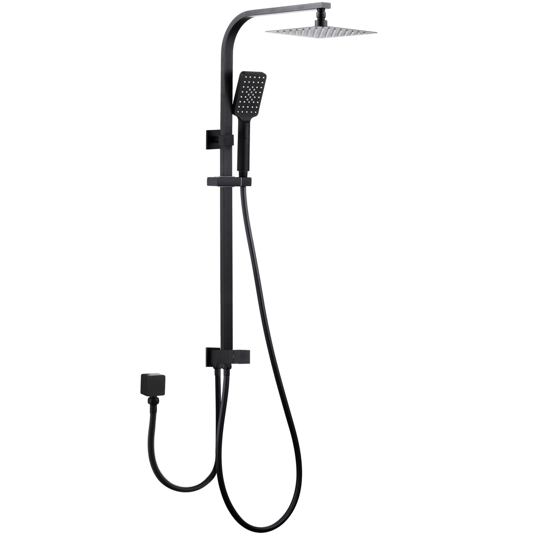 Otti Taran Twin Shower On Rail Bottom Inlet With Dual Hose Square Matte Black