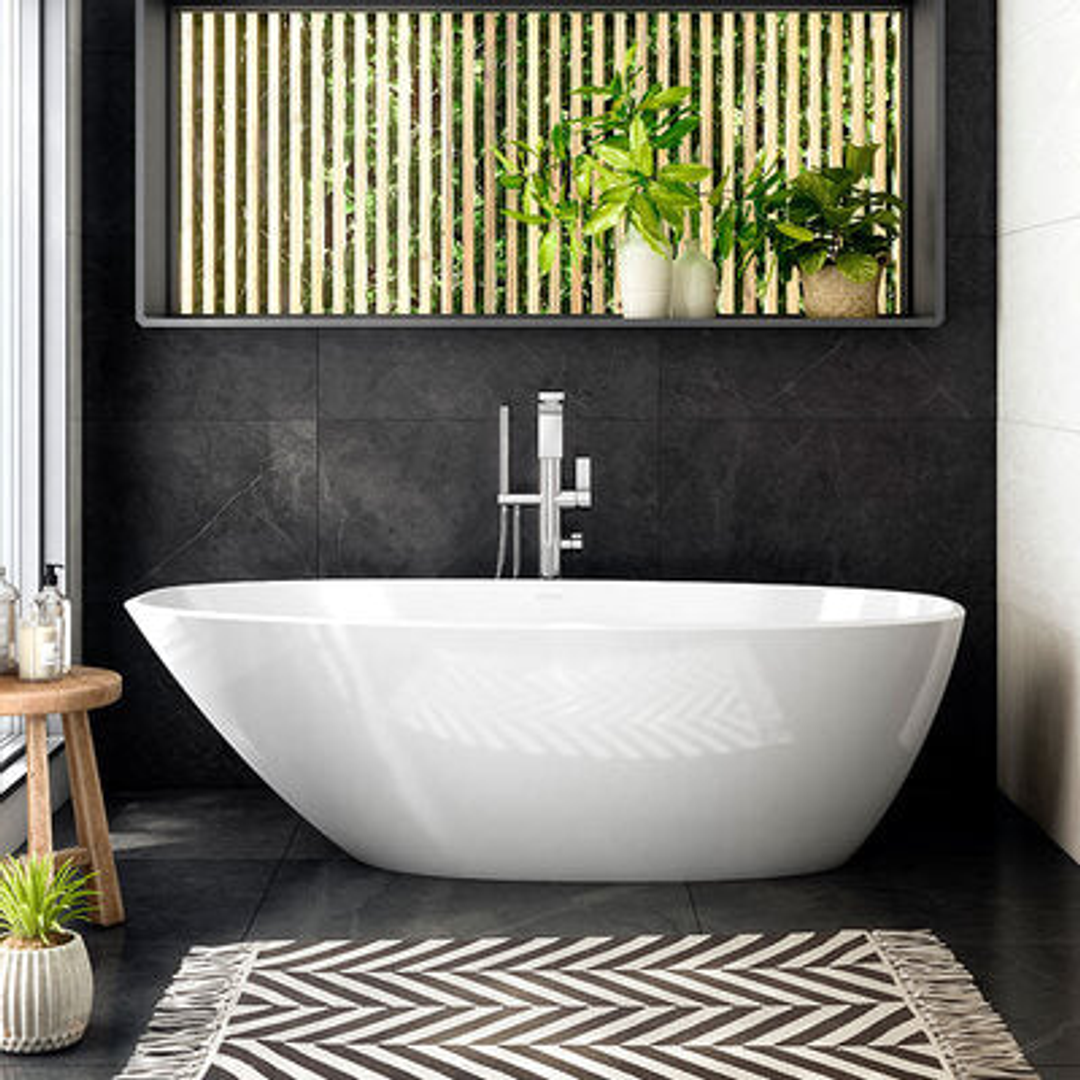 V+A Mozzano 2 Freestanding Bath With Void No Overflow Quarrycast White 1685mm