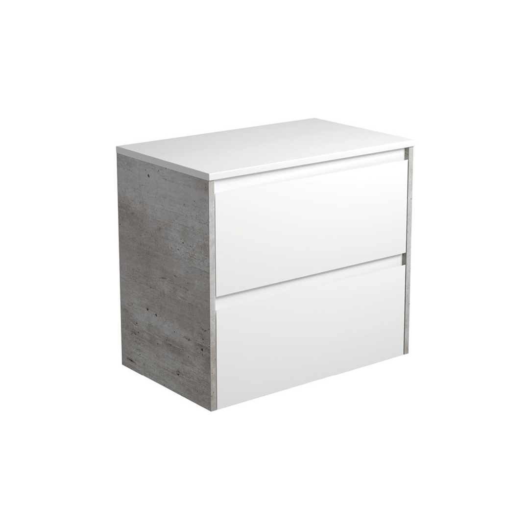 Fienza Amato Satin White 750Mm Wall Hung Vanity With Industrial Side Panels - 75Bwx