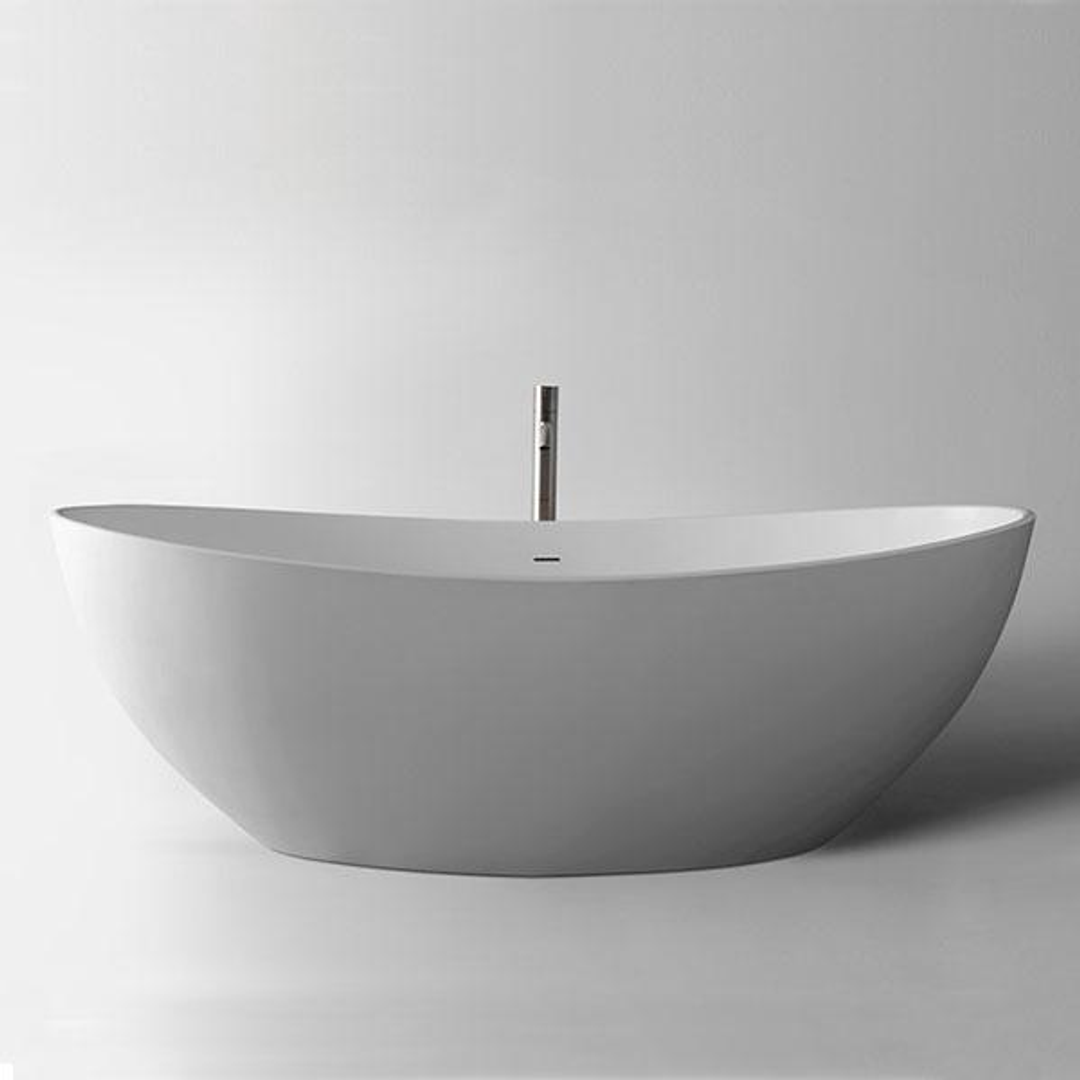 Kaskade Impro Cast Stone Freestanding Bath Matt White 1638mm