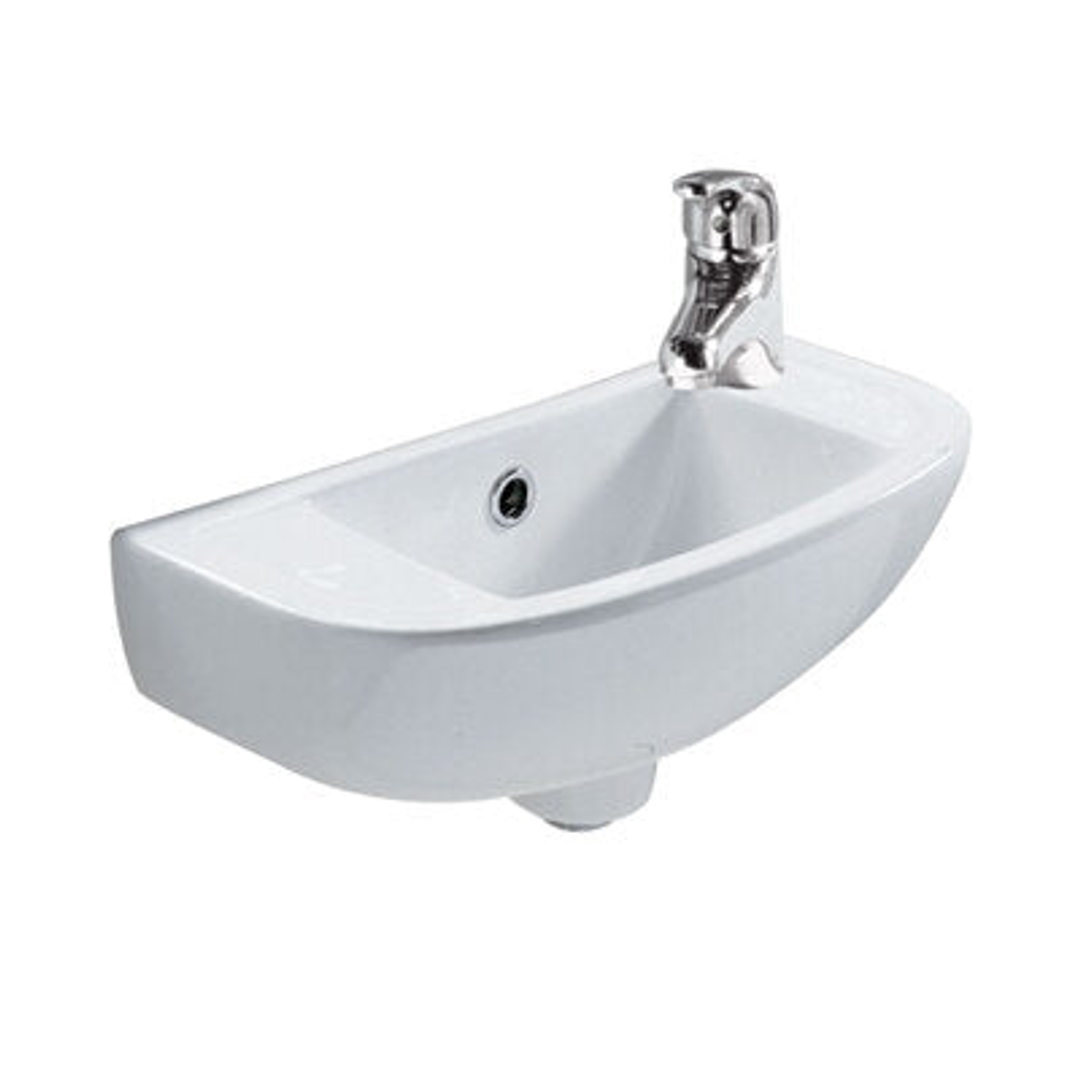 Rak Compact Slim Wall Basin 450X215mm 1 Tap Hole(Rhs) White
