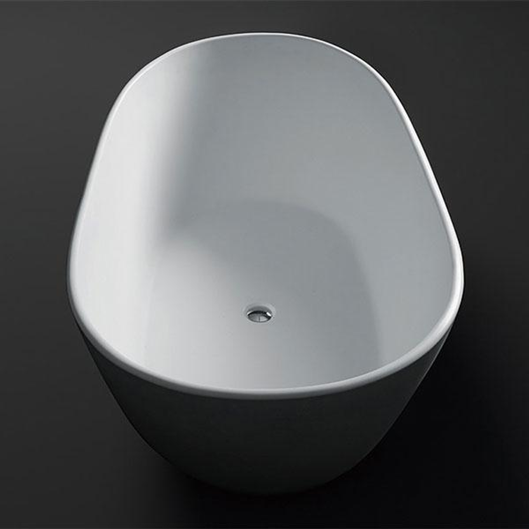 Kaskade Impro Cast Stone Freestanding Bath Matt White 1638mm