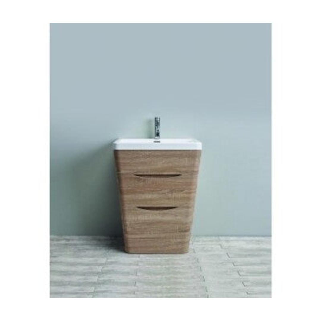 Belbagno Piramid 650mm Floor Standing Vanity White Oak 650 X 520 X 800