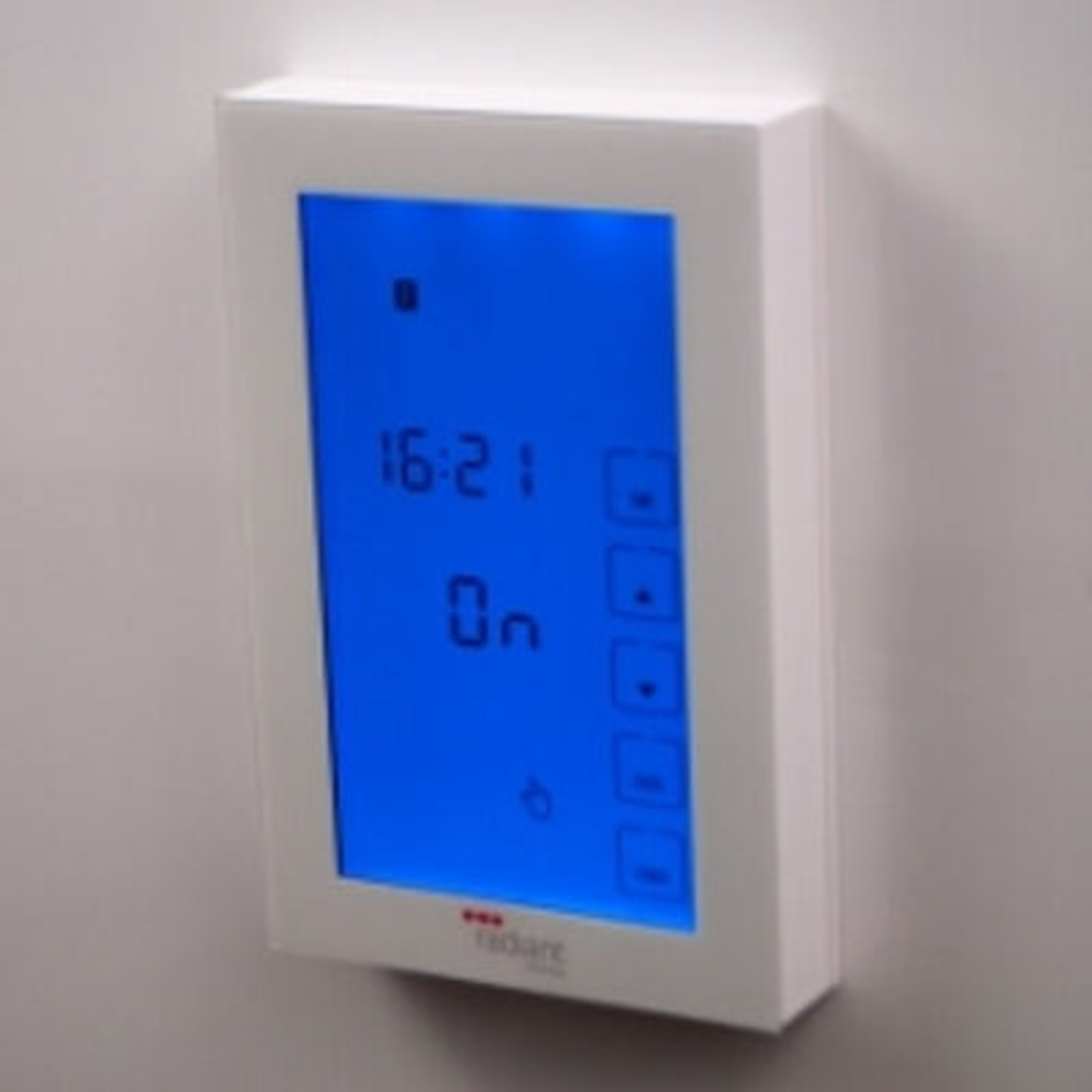 Radiant Glass Fronted Touch Screen Timer Vertical Mounted White Gtsw-Tim-V