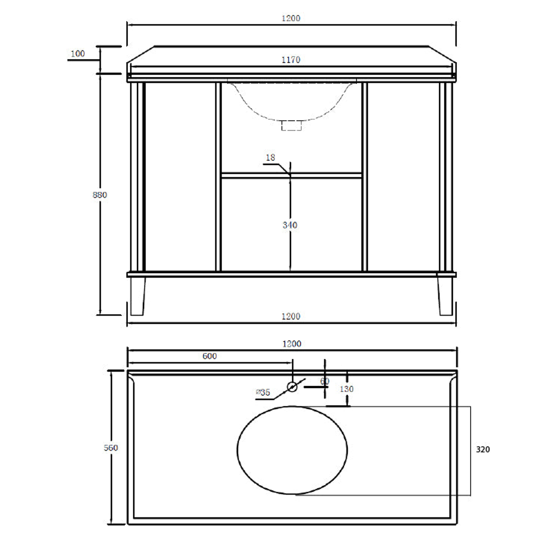T&H Coventry 120 X 55 Sgl Bowl Satin White Vanity Real Marble Top & U/C Basin