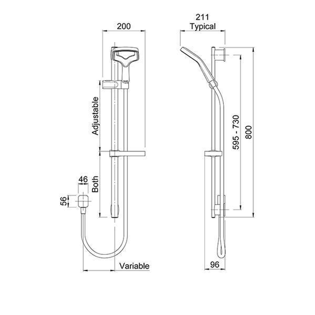 Methven Aurajet Rua Rail Shower