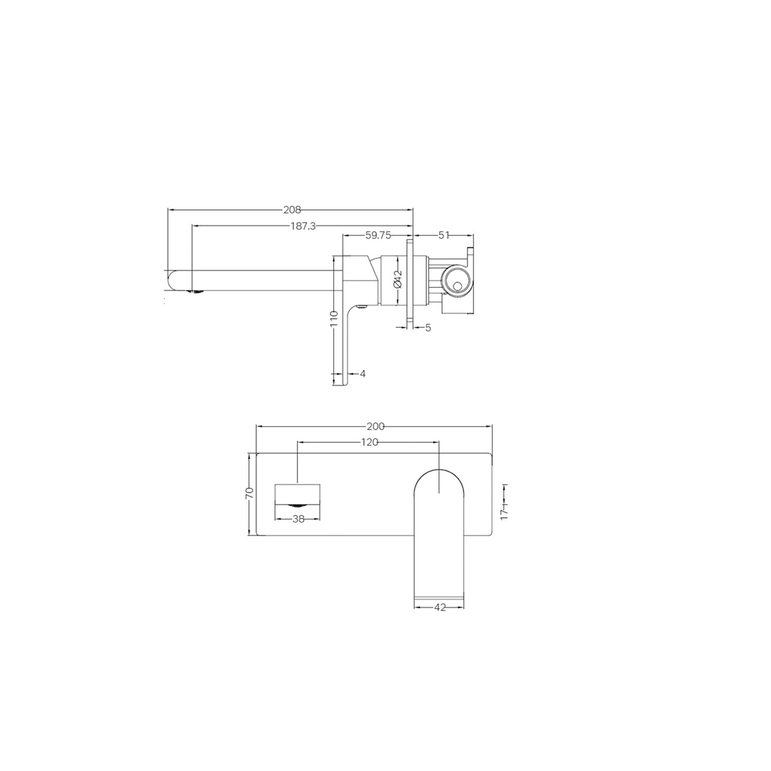 Nero Bianca Wall Basin Mixer Matt Black