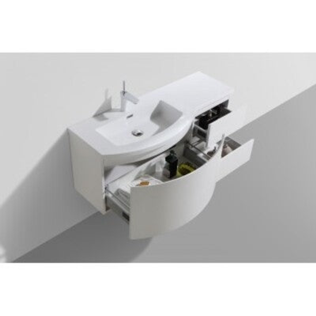 Belbagno Prospero Right 1200mm Wall Hung Vanity Gloss White 1205X480X480