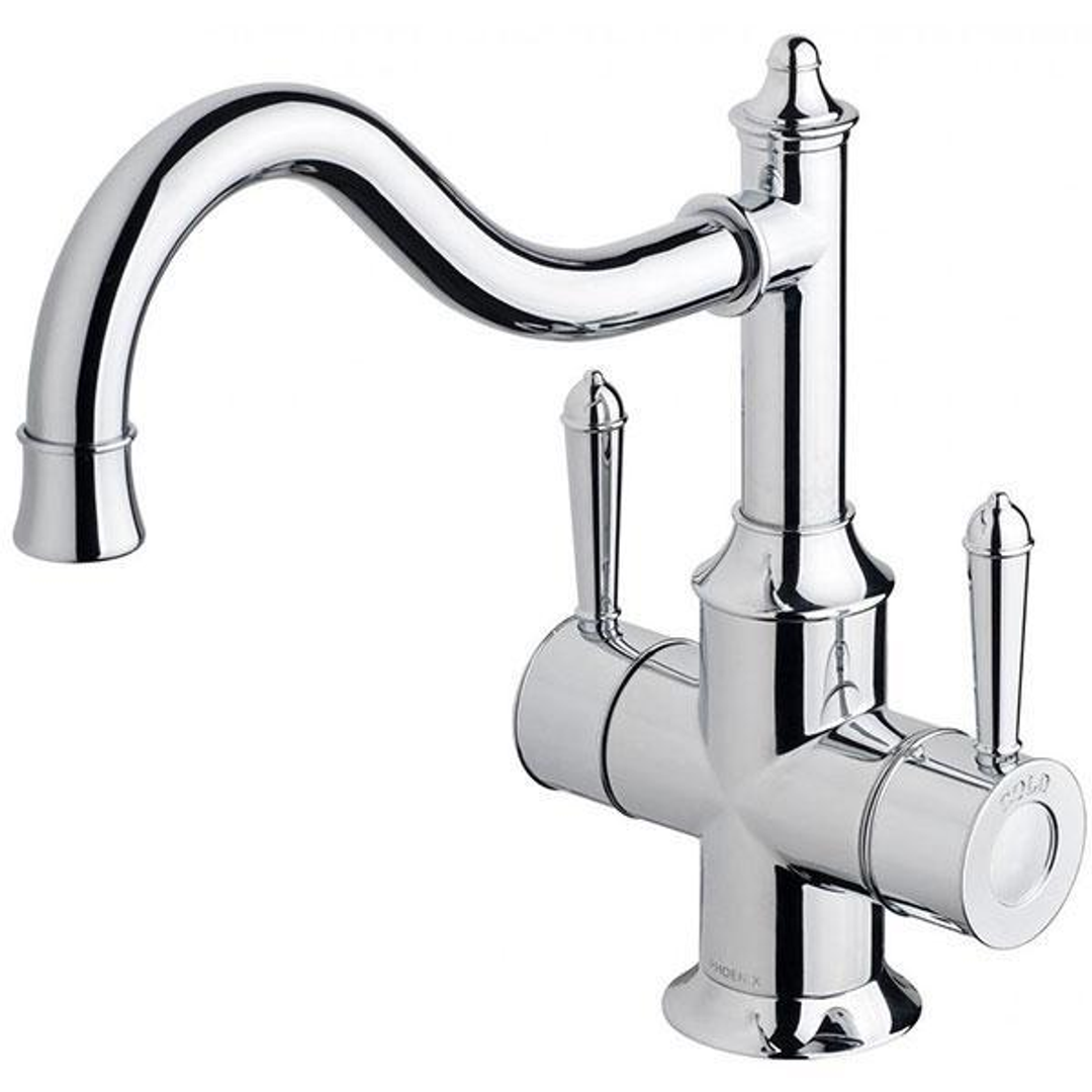 Phoenix Nostalgia Twin Handle Sink Mixer 220mm Shepherds Crook - Chrome