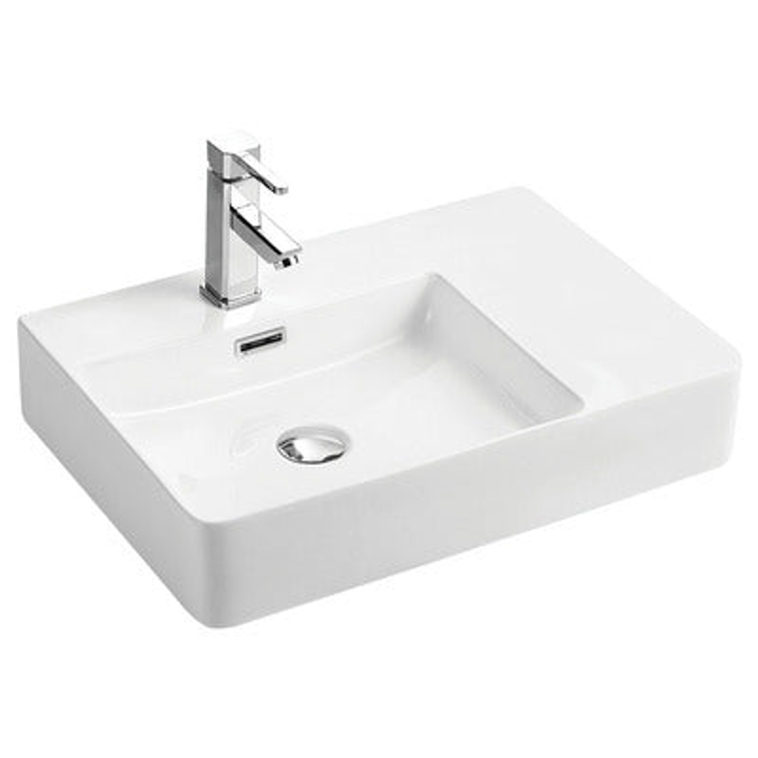 Fienza Petra Left Hand Wall Basin Ceramic White 600mm X 420mm X 120mm Rb2223L