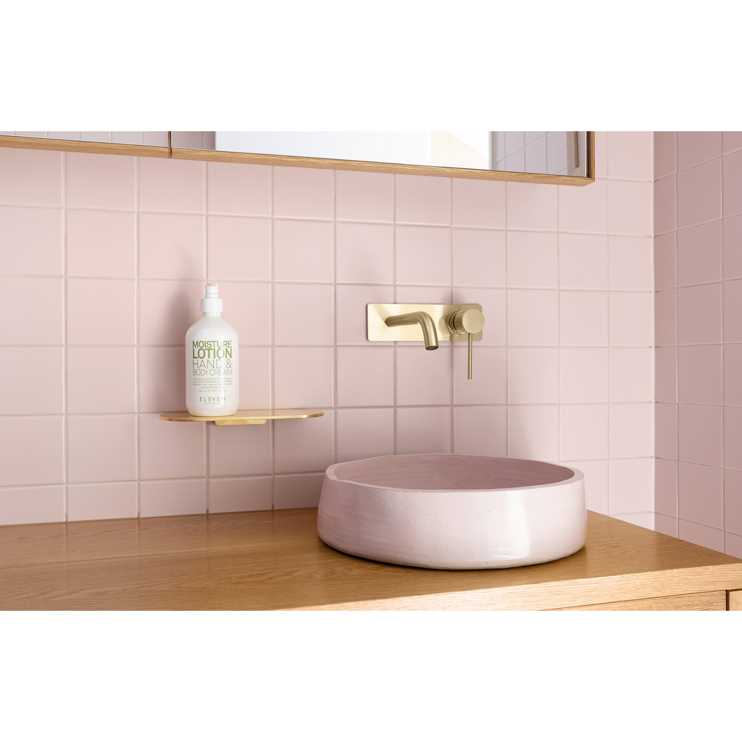 Phoenix Vivid Slimline Wall Basin Mixer Set Curved 180mm Brushed Gold