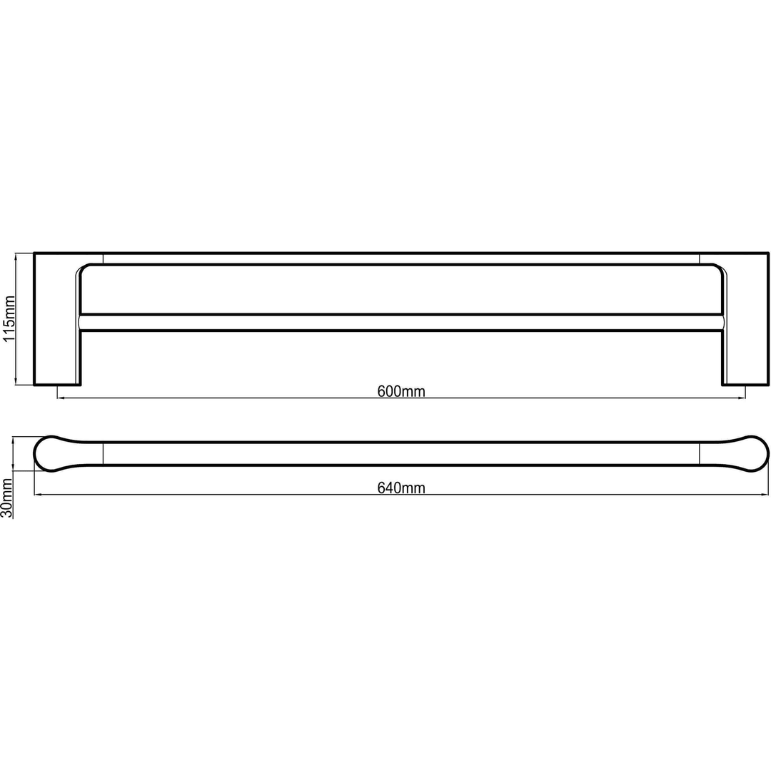Harmony Bassini Double Towel Rail 600mm Black Chrome