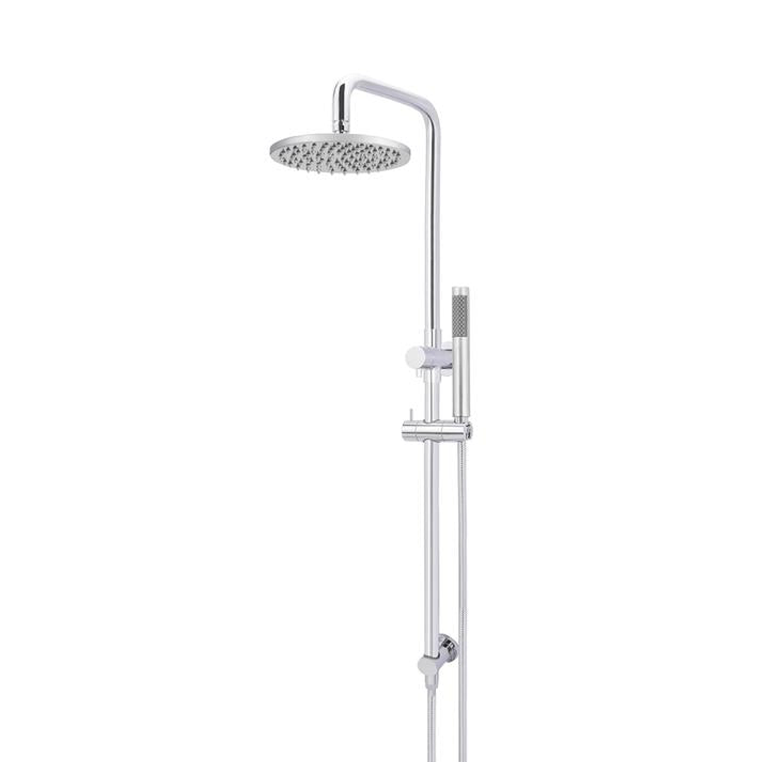 Meir Round Combo Shower Rail 200mm Rose 3-Function Hand Shower Polished Chrome