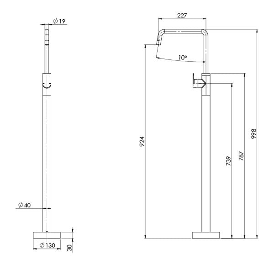Phoenix Mekko Floor Mount Bath Filler - - Matte Black