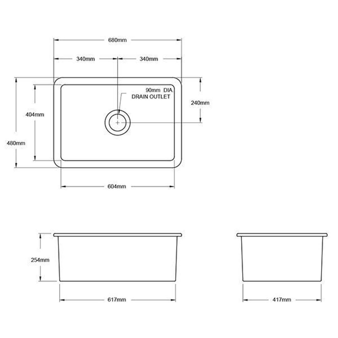T&H Cuisine 68 X 48 Inset / Undermount Fine Fireclay Sink