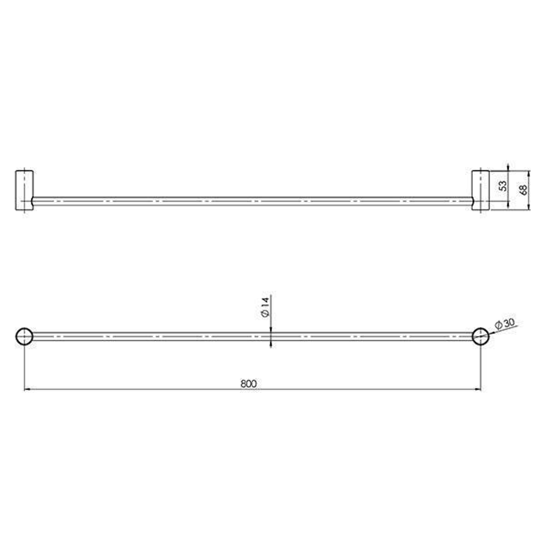 Phoenix Vivid Slimline Single Towel Rail 600mm - Brushed Gold