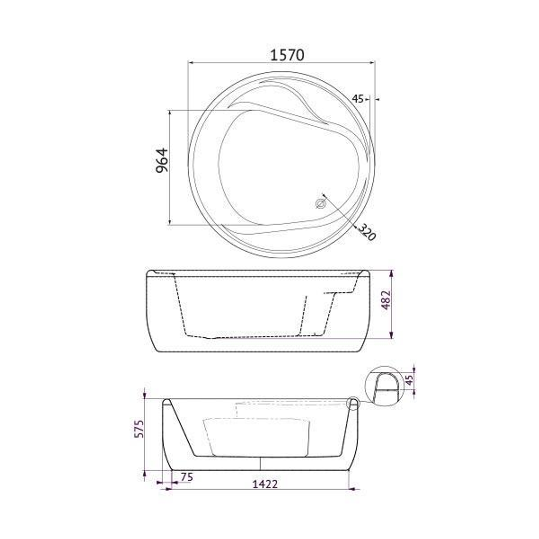Decina Orion Circle Freestanding Bath 1570mm