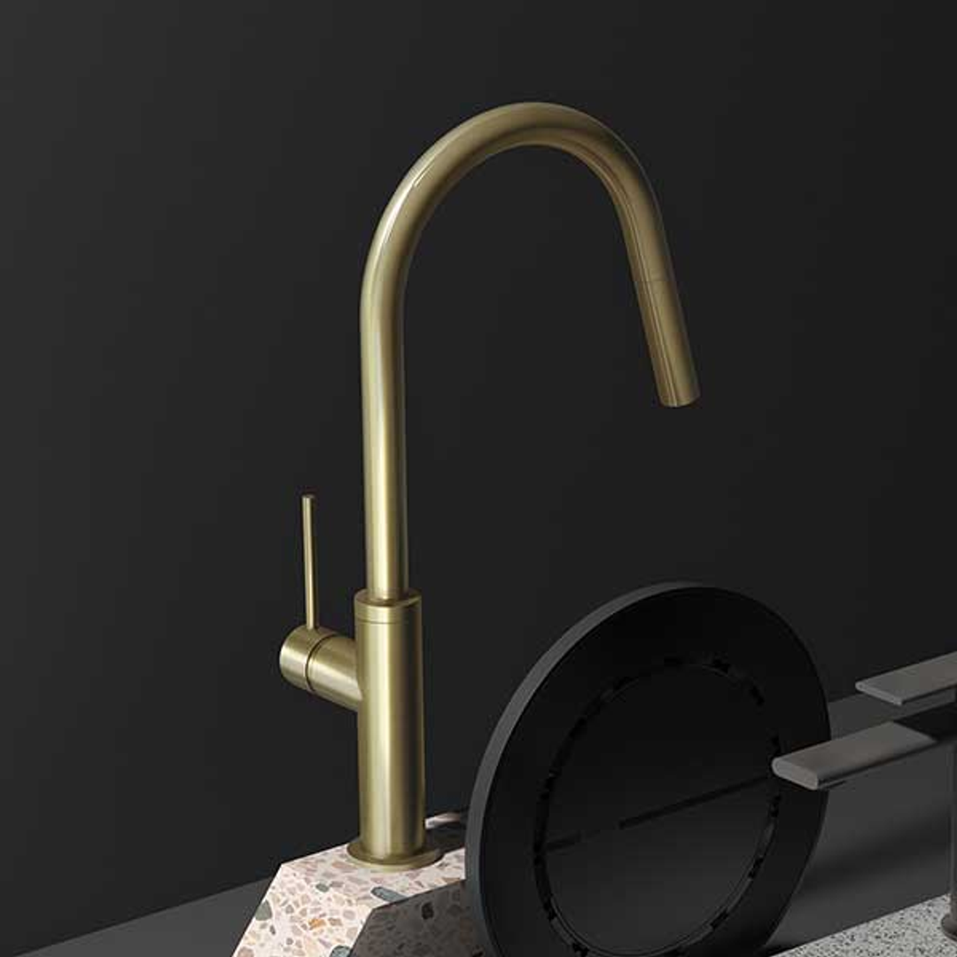 Phoenix Vivid Slimline Pull Out Sink Mixer - Brushed Gold