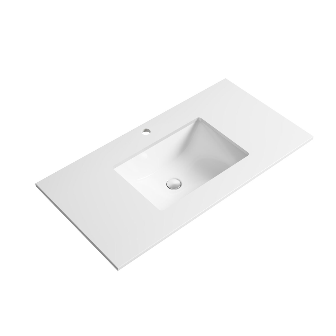 Aulic Max Finger Pull Cabinet 600 With Pure Stone Top With Undermount Basin