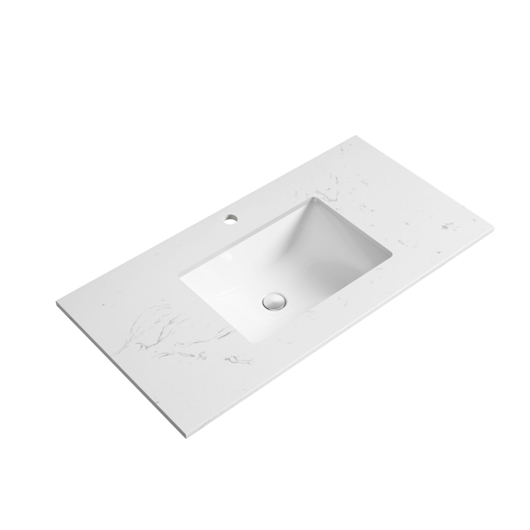 Aulic Max Finger Pull Cabinet 600 With Cato Stone Top With Undermount Basin