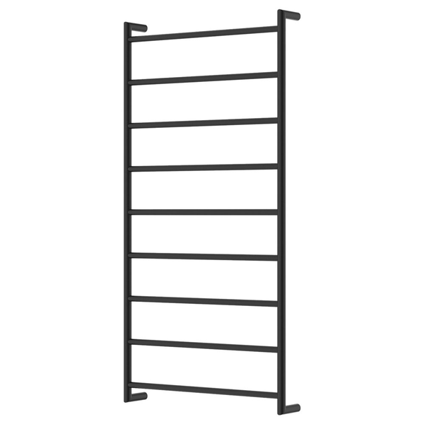 Fienza Kaya Round Heated Towel Rail 60120 Matte Black 9 Bars 600 X 1200 X 100mm