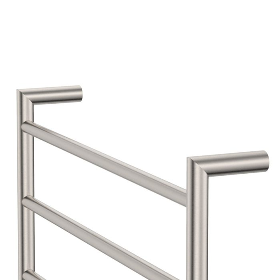 Fienza Kaya Brushed Nickel Round Heated Towel Rail 6045 4 Bars 600 X 450 X 100mm